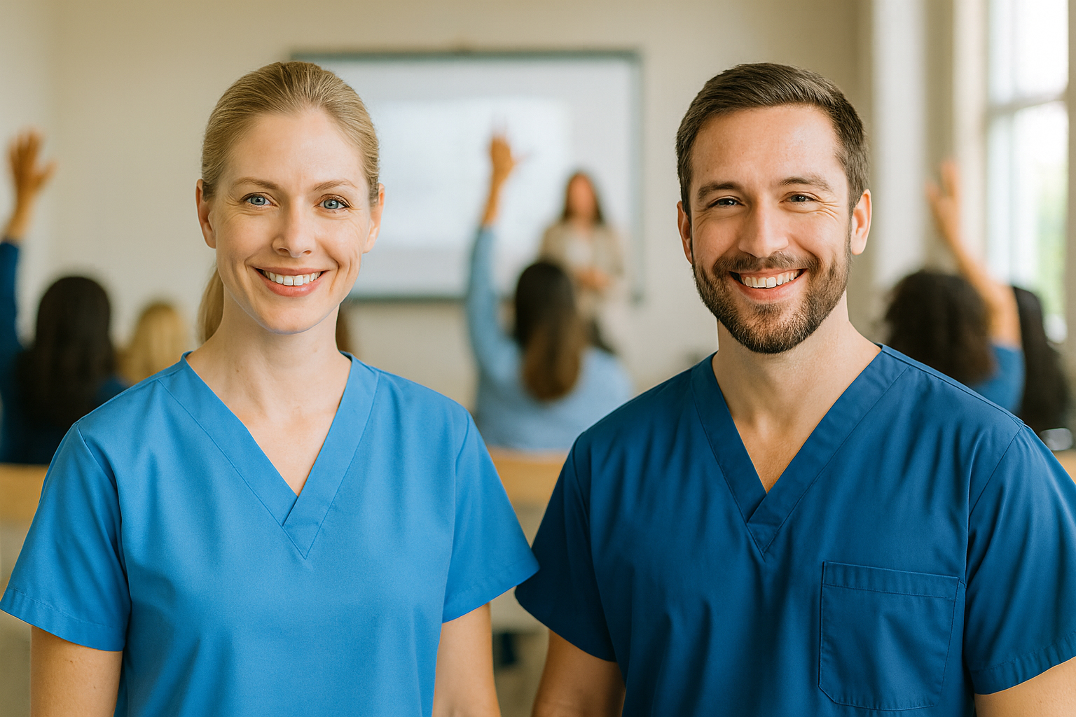 Pflegekräfte beim Refresherkurs im Gesundheitswesen – Praxisanleitung Fortbildung im Refresherzentrum